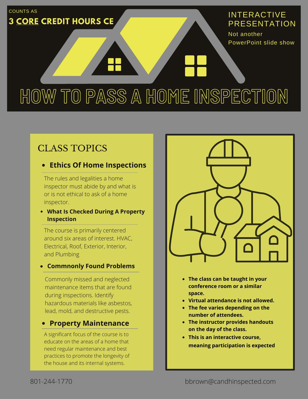 How to Pass a Home Inspection class flyer